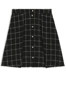 Checked-boucl&eacute; skirt with A-line profile by HUGO BOSS