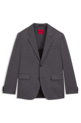 Checked modern-fit jacket in stretch cloth by HUGO BOSS