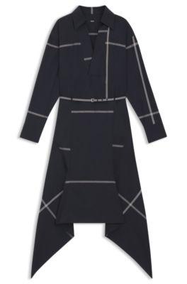 Checked shirt dress in cotton canvas by HUGO BOSS
