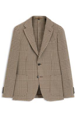 Checked slim-fit jacket in virgin wool by HUGO BOSS