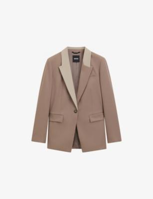 Colour-Block Lapel Single-Breasted Virgin-Wool Blazer by HUGO BOSS