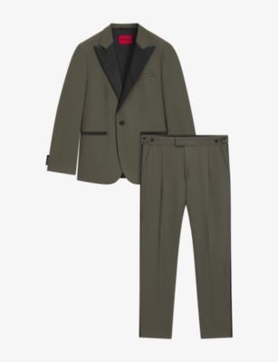 Contrast-Trim Regular-Fit Stretch Wool-Blend Suit by HUGO BOSS