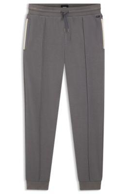 Contrast-binding tracksuit bottoms in a cotton blend by HUGO BOSS