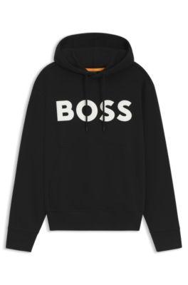 Contrast-logo hoodie in cotton terry by HUGO BOSS
