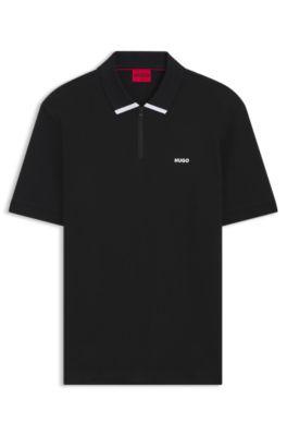 Contrast-logo polo shirt in cotton piqu&eacute; by HUGO BOSS