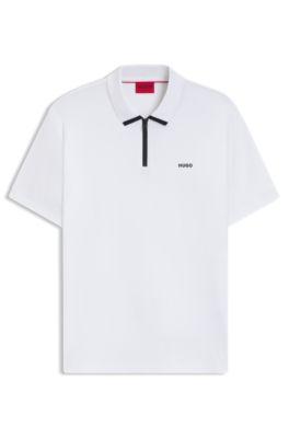 Contrast-logo polo shirt in cotton piqu&eacute; by HUGO BOSS