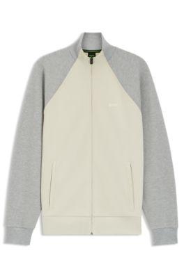Contrast-piping sweatshirt in a cotton blend by HUGO BOSS