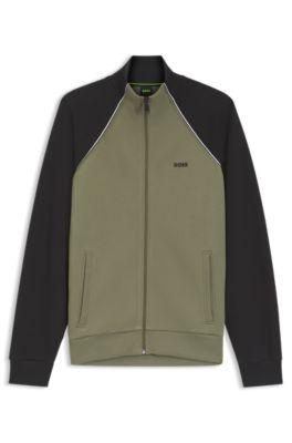 Contrast-piping sweatshirt in a cotton blend by HUGO BOSS
