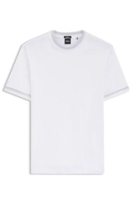 Contrast-tipping slim-fit T-shirt in mercerised cotton by HUGO BOSS