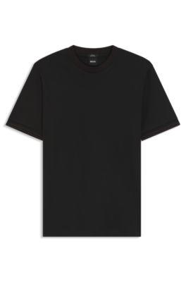 Contrast-tipping slim-fit T-shirt in mercerised cotton by HUGO BOSS
