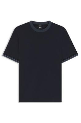 Contrast-tipping slim-fit T-shirt in mercerised cotton by HUGO BOSS