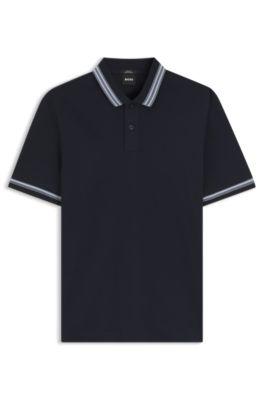 Contrast-tipping slim-fit polo shirt in mercerised cotton by HUGO BOSS