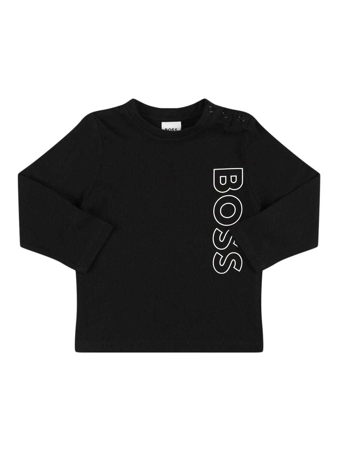 Cotton Jersey Long Sleeve T-shirt by HUGO BOSS