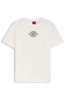 Cotton T-shirt with embroidered logo by HUGO BOSS