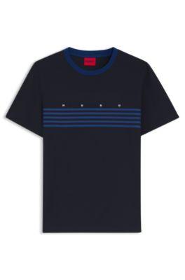 Cotton T-shirt with printed stripes by HUGO BOSS