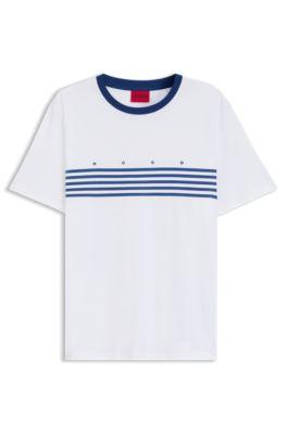 Cotton T-shirt with printed stripes by HUGO BOSS