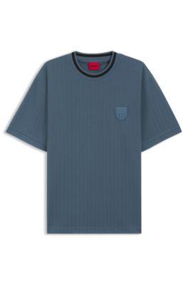 Cotton-blend T-shirt with drop-needle stripe by HUGO BOSS