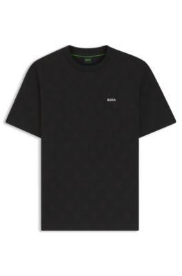 Cotton-blend T-shirt with tennis-ball jacquard by HUGO BOSS