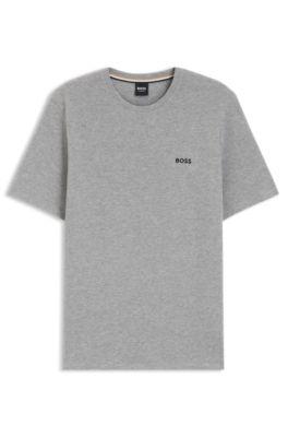 Cotton-blend pajama T-shirt with embroidered logo by HUGO BOSS