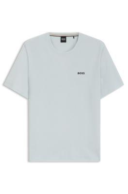 Cotton-blend pajama T-shirt with embroidered logo by HUGO BOSS