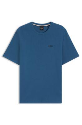 Cotton-blend pajama T-shirt with embroidered logo by HUGO BOSS