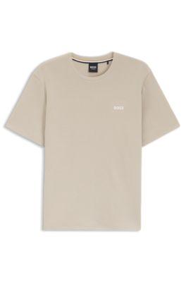 Cotton-blend pajama T-shirt with embroidered logo by HUGO BOSS