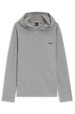 Cotton-blend pajama hoodie with waffle structure by HUGO BOSS