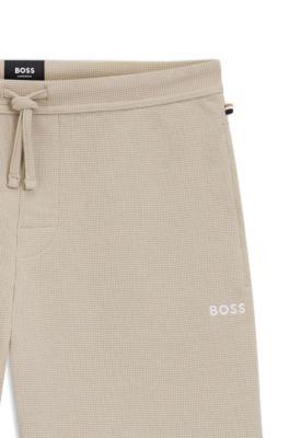 Cotton-blend pajama shorts with embroidered logo by HUGO BOSS