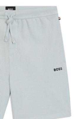 Cotton-blend pajama shorts with embroidered logo by HUGO BOSS