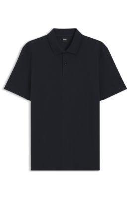 Cotton-blend polo shirt with bubble-structured jacquard by HUGO BOSS