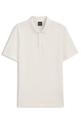 Cotton-blend polo shirt with bubble-structured jacquard by HUGO BOSS