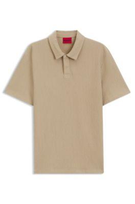 Cotton-blend polo shirt with creased effect by HUGO BOSS