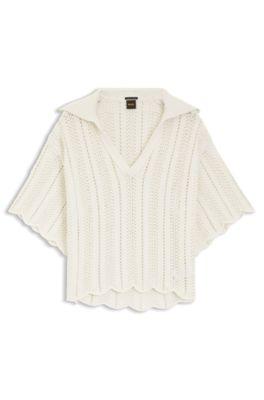 Cotton-blend sweater with knitted wave structure by HUGO BOSS
