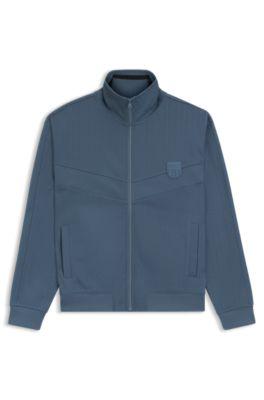 Cotton-blend sweatshirt with drop-needle stripe by HUGO BOSS