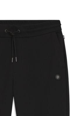 Cotton-blend track pants with Double B monogram badge by HUGO BOSS