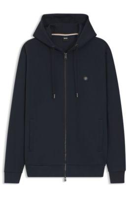 Cotton-blend zip-up hoodie with Double B monogram by HUGO BOSS