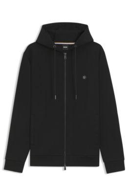 Cotton-blend zip-up hoodie with Double B monogram by HUGO BOSS