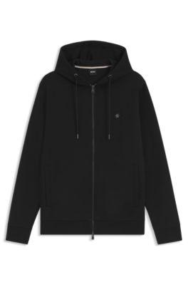 Cotton-blend zip-up hoodie with Double B monogram by HUGO BOSS