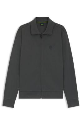 Cotton-blend zip-up sweatshirt with Double B monogram by HUGO BOSS