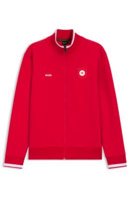 Cotton-blend zip-up sweatshirt with country-flag badge by HUGO BOSS