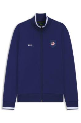 Cotton-blend zip-up sweatshirt with country-flag badge by HUGO BOSS