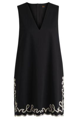 Cotton dress with contrast embroidery by HUGO BOSS