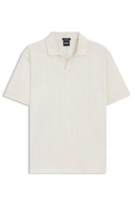 Cotton-jacquard polo shirt with Johnny collar by HUGO BOSS