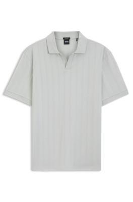 Cotton-jacquard polo shirt with Johnny collar by HUGO BOSS