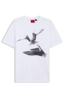 Cotton-jersey T-shirt with animal artwork by HUGO BOSS