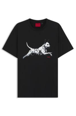 Cotton-jersey T-shirt with animal artwork by HUGO BOSS
