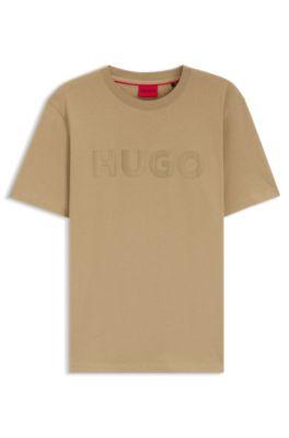 Cotton-jersey T-shirt with check logo by HUGO BOSS