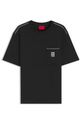 Cotton-jersey T-shirt with embroidered logo by HUGO BOSS