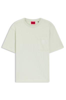 Cotton-jersey T-shirt with embroidered logo by HUGO BOSS