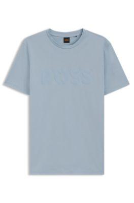 Cotton-jersey T-shirt with large logo print by HUGO BOSS